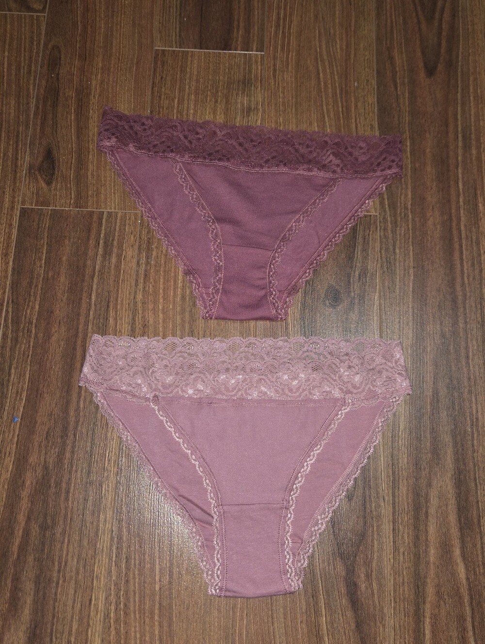 Esmara Lace-Trim Cotton Bikini Briefs - Mauve (Set of 2) Size SMALL